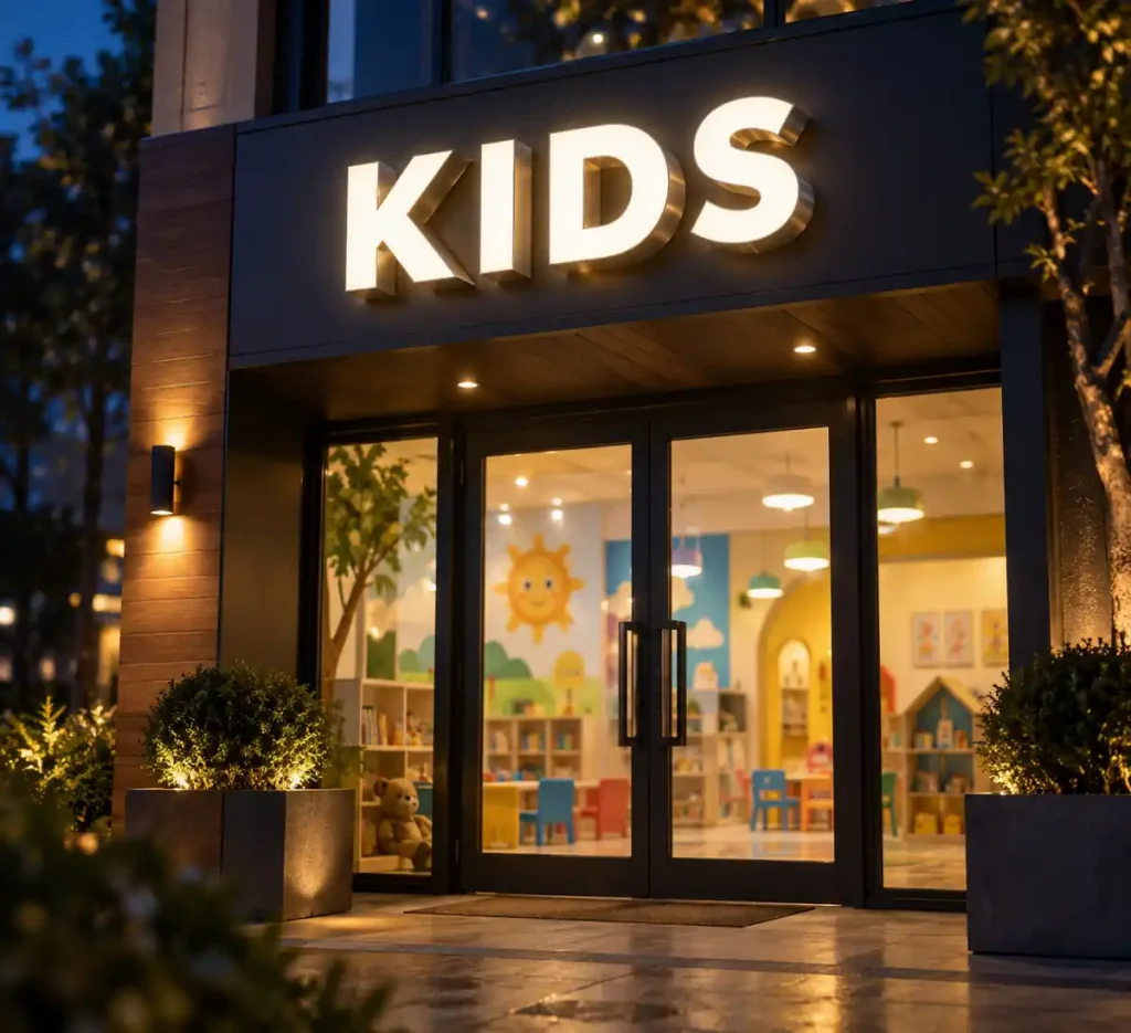 Kindergarten Front Lit Channel Letters — Day sample