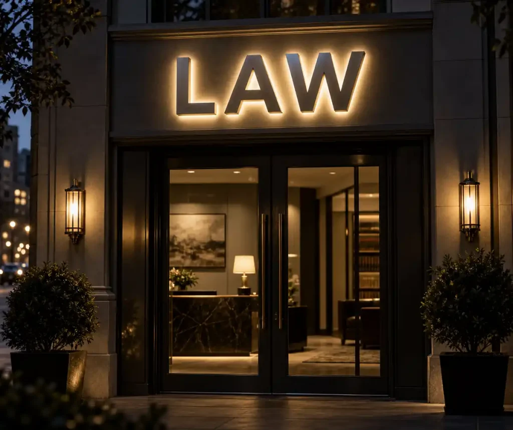 Law Firm Halo Lit Channel Letters — Day sample