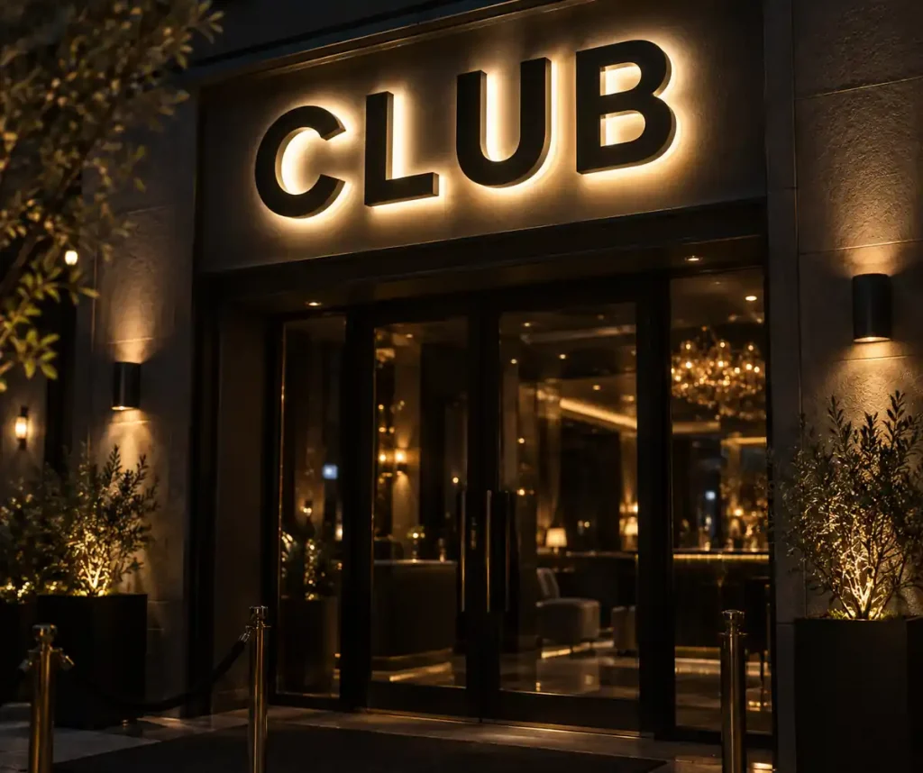 Leisure Club Front and Back Lit Sign — Day sample