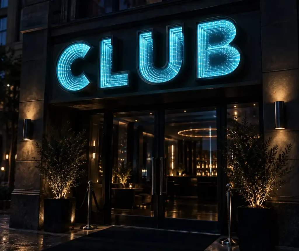 Leisure Club Infinity Mirror Letters — Day sample