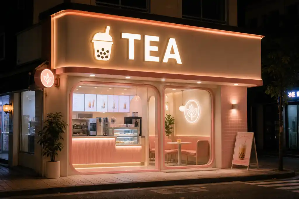 Milk Tea Channel Letters — Day sample