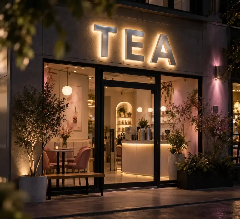Milk Tea Halo Lit Channel Letters