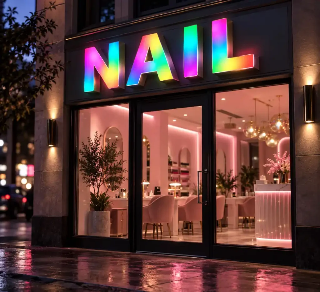 Nail Salon Dynamic Luminous Sign — Day sample