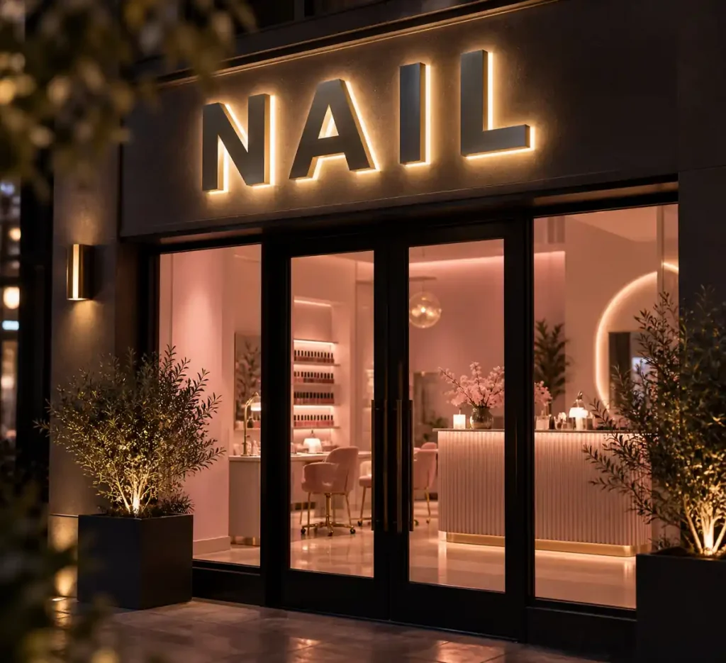 Nail Salon Halo Lit Channel Letters — Day sample