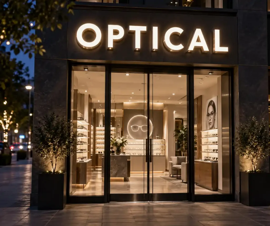 Optical Shop Front Lit Channel Letters — Day sample