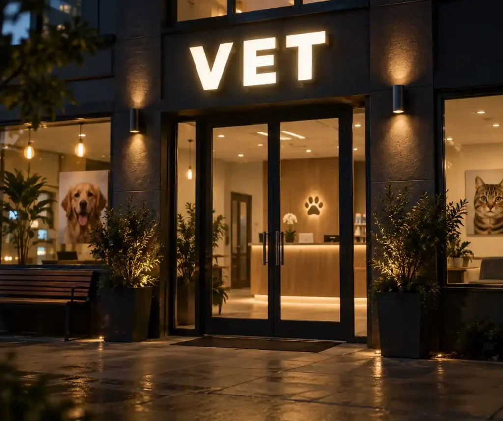 Veterinary Hospital Front Lit Channel Letters — Day sample