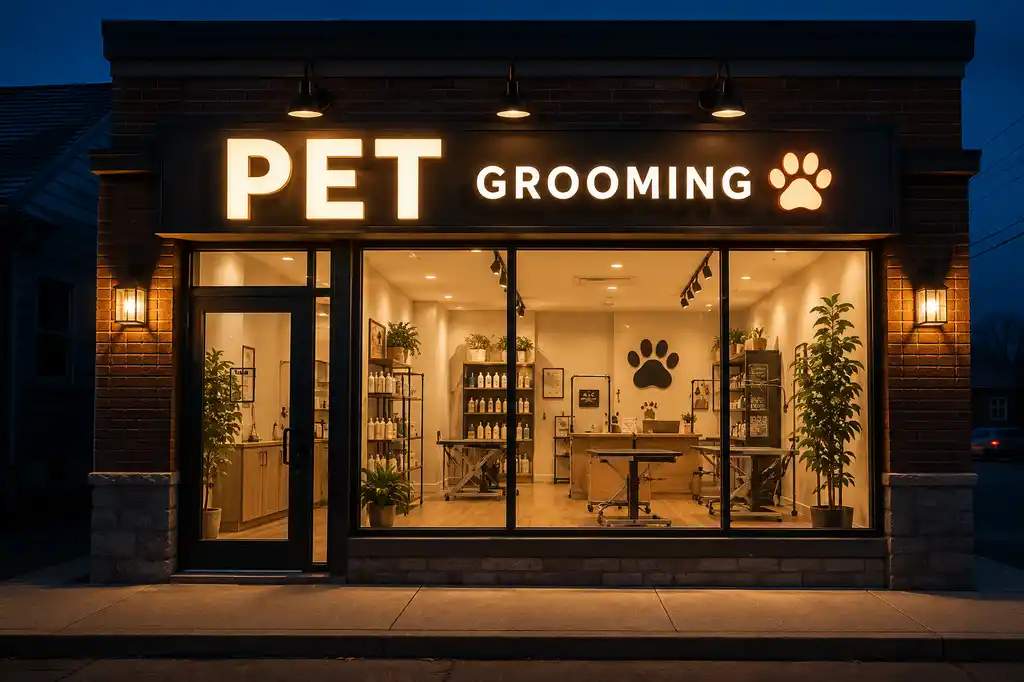 Pet Grooming Channel Letters — Day sample