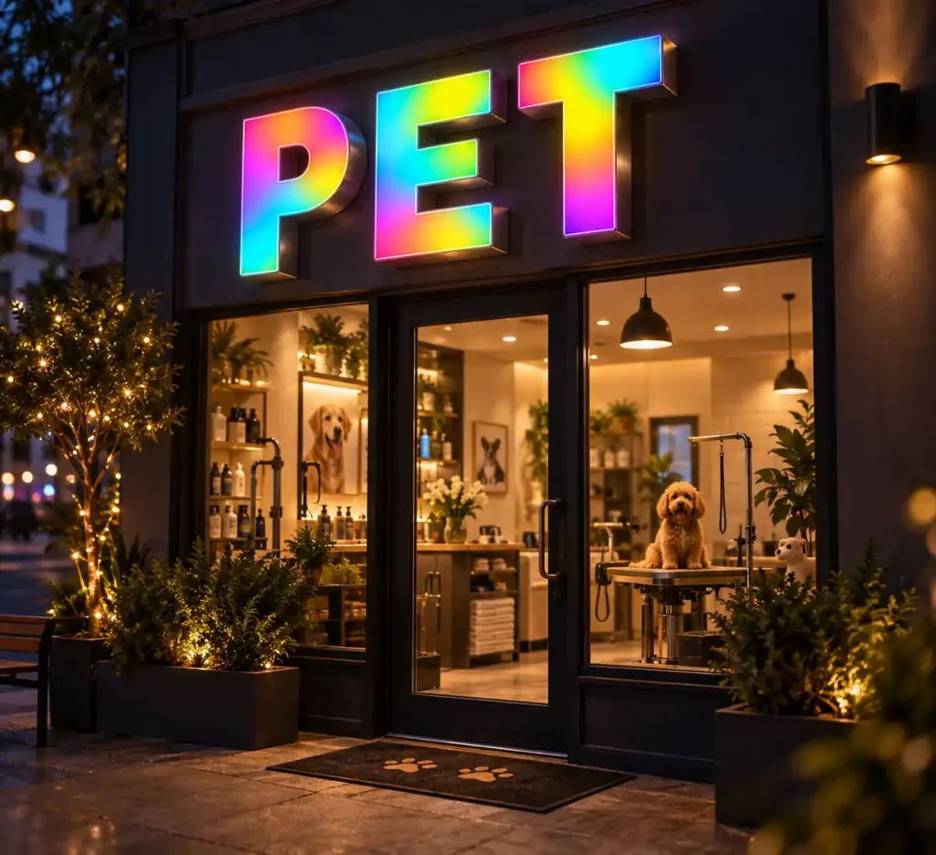 Pet Grooming Dynamic Luminous Sign — Day sample