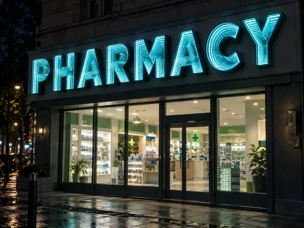 Pharmacy Infinity Mirror Letters — Day sample