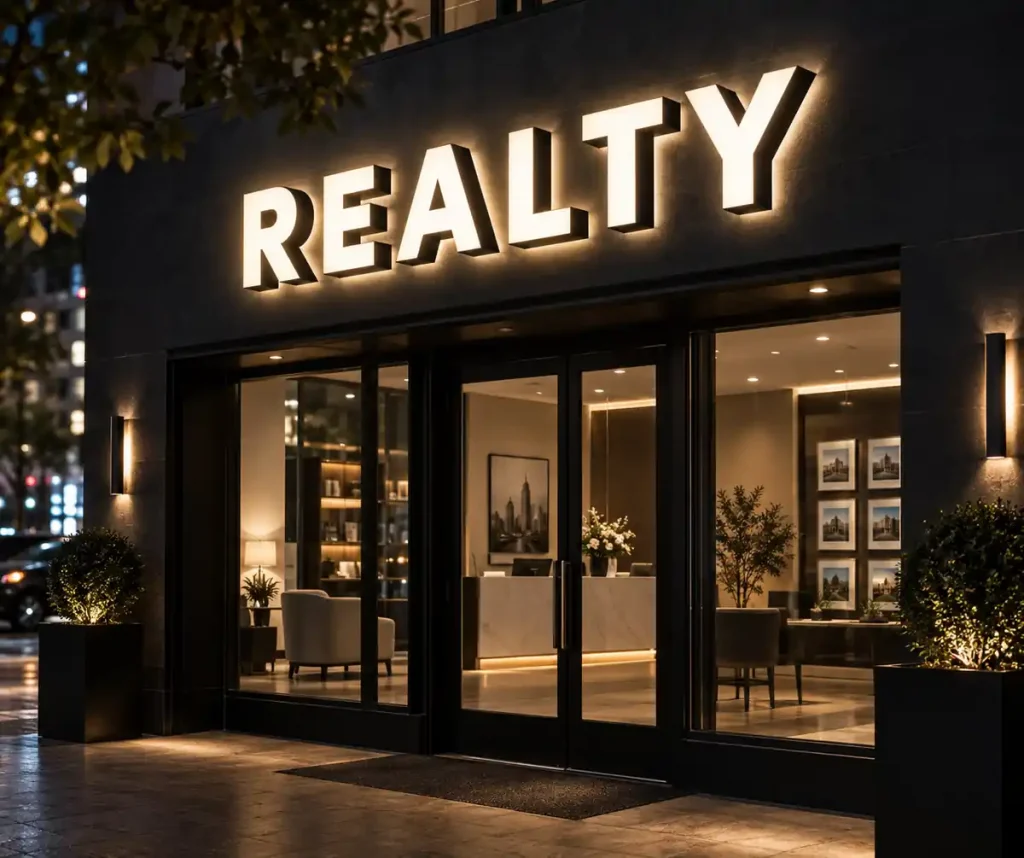 Real Estate Front and Back Lit Sign — Day sample