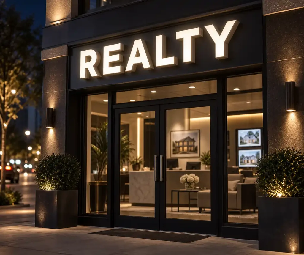 Real Estate Front Lit Channel Letters — Day sample