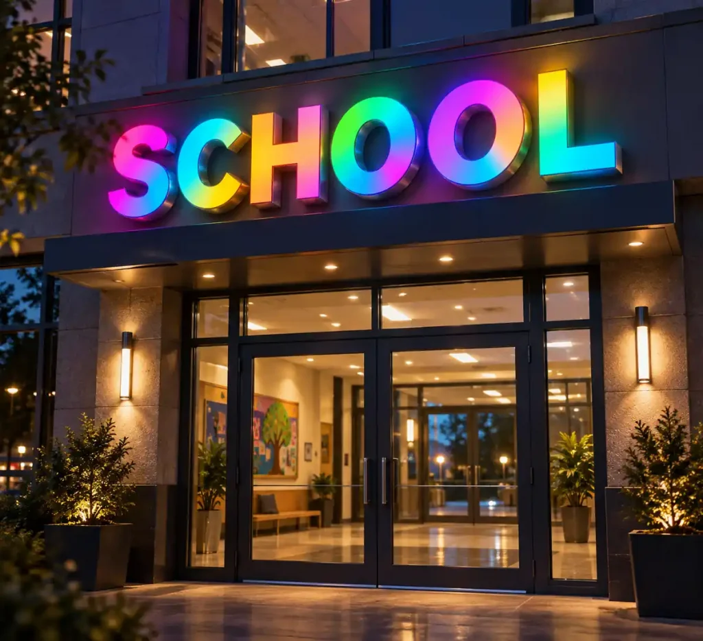 School Dynamic Luminous Sign — Day sample