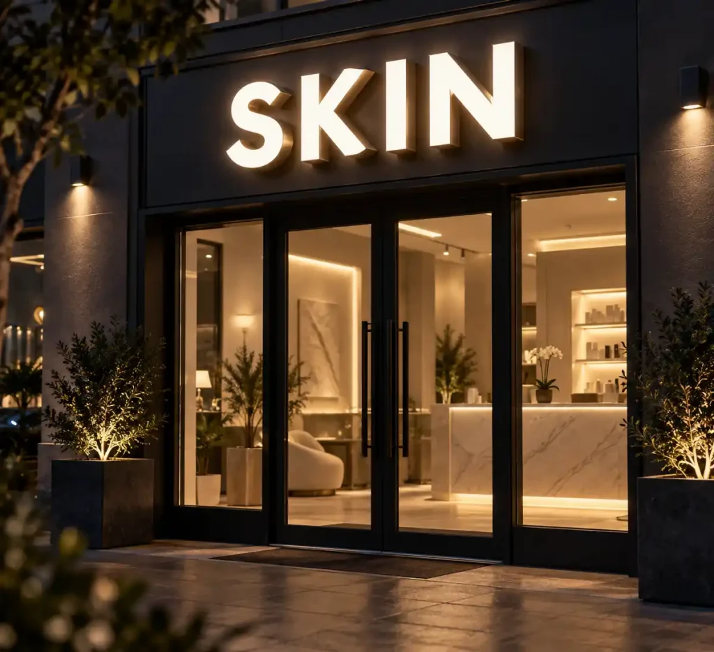 Skin Care Front Lit Channel Letters — Day sample