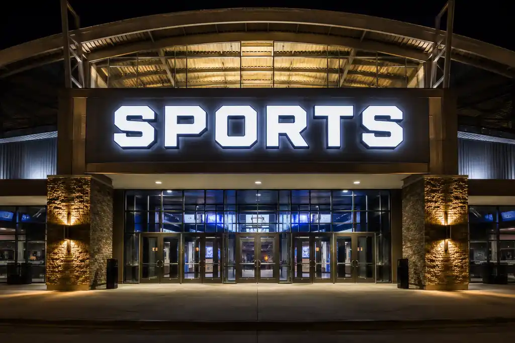 Sports Venue Channel Letters — Day sample