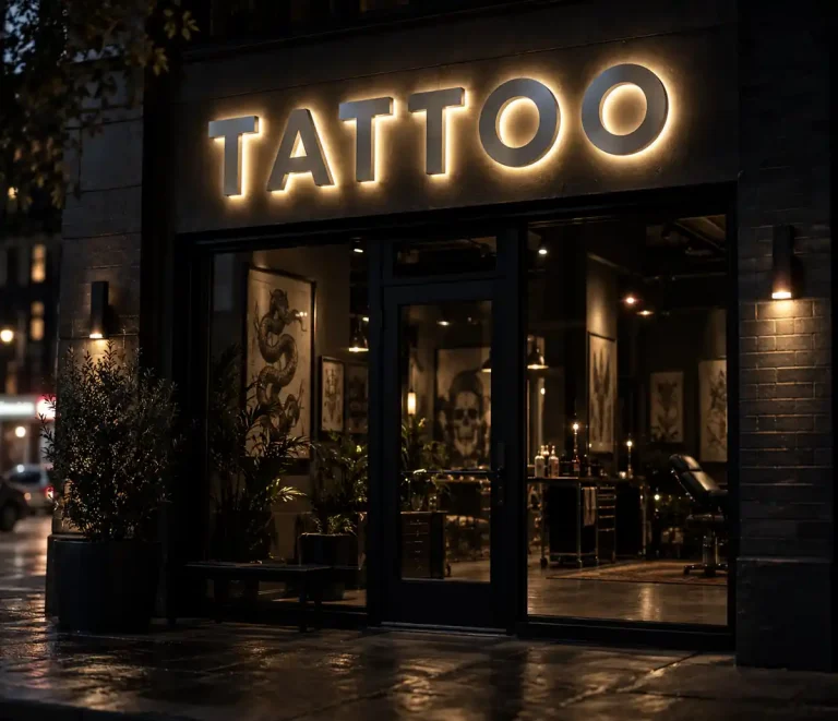 Tattoo Studio Halo Lit Channel Letters