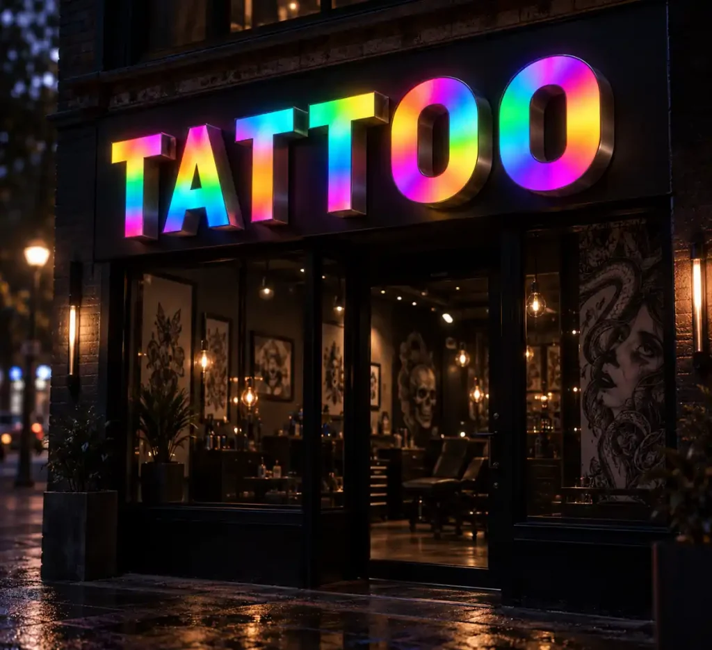 Tattoo Studio Dynamic Luminous Sign — Day sample
