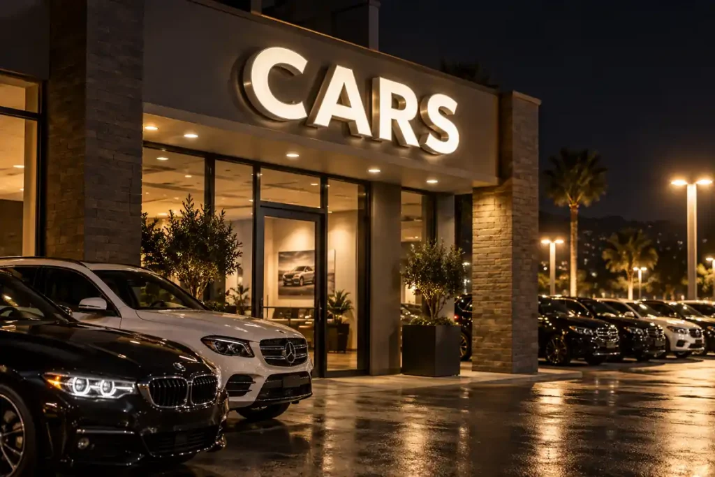 Used Car Dealer Front Lit Channel Letters — Day sample