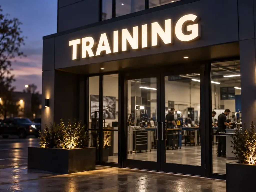 Vocational Training Front Lit Channel Letters — Day sample
