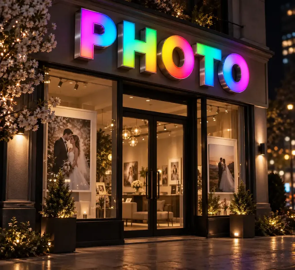 Wedding & Photography Dynamic Luminous Sign — Day sample