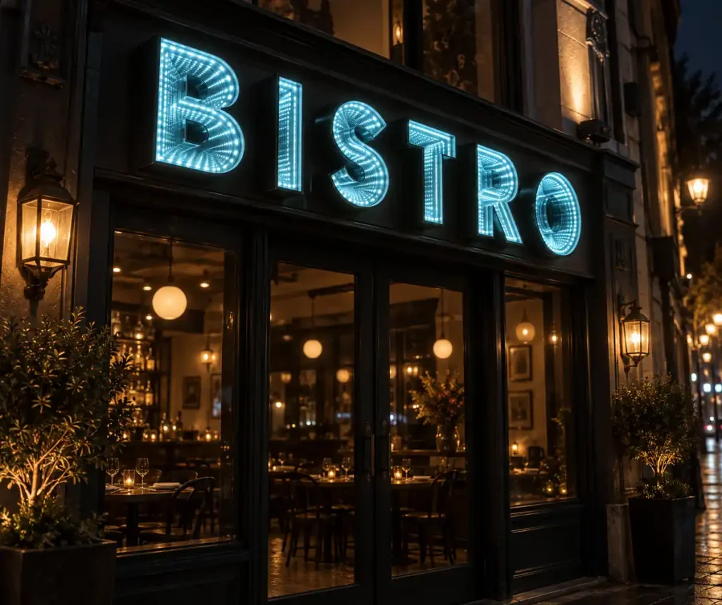 Western Restaurant Infinity Mirror Letters — Day sample