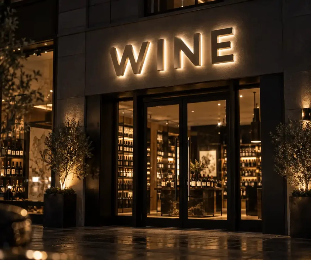 Wine & Liquor Store Halo Lit Channel Letters — Day sample