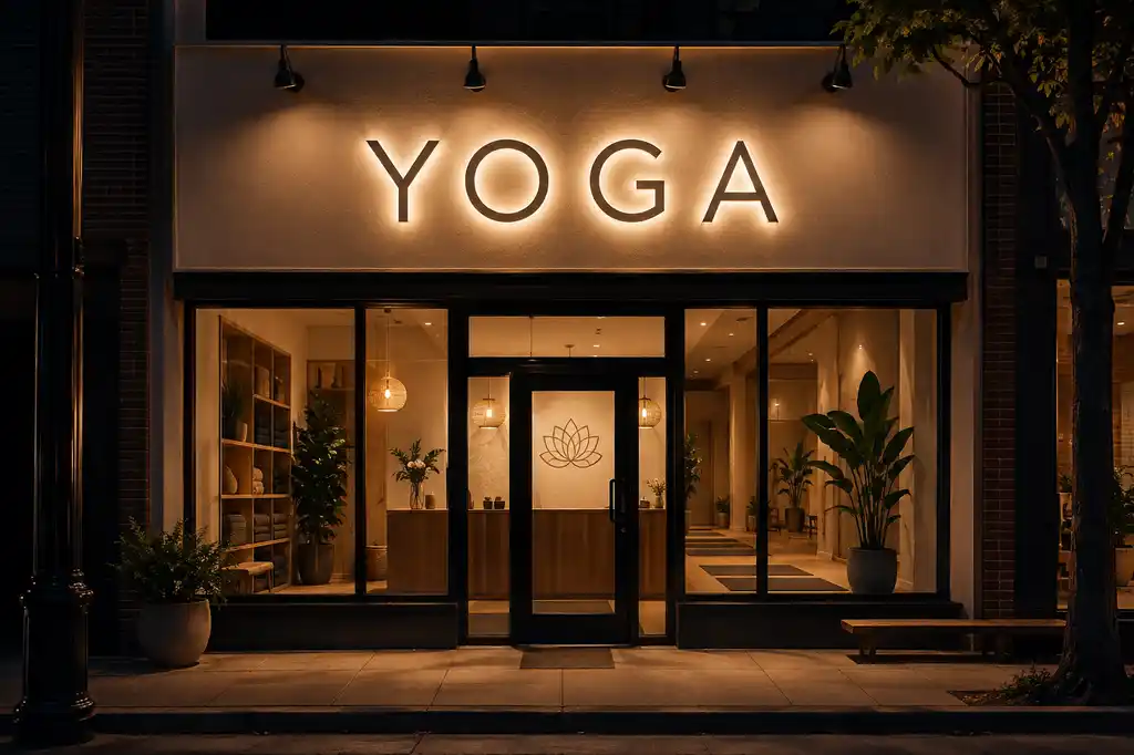 Yoga Studio Channel Letters — Day sample